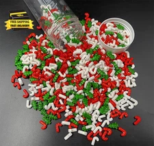 Christmas Sprinkles Candy Mix Size Red Green White Tree Crutch 120G/ 4.2Oz Sweet