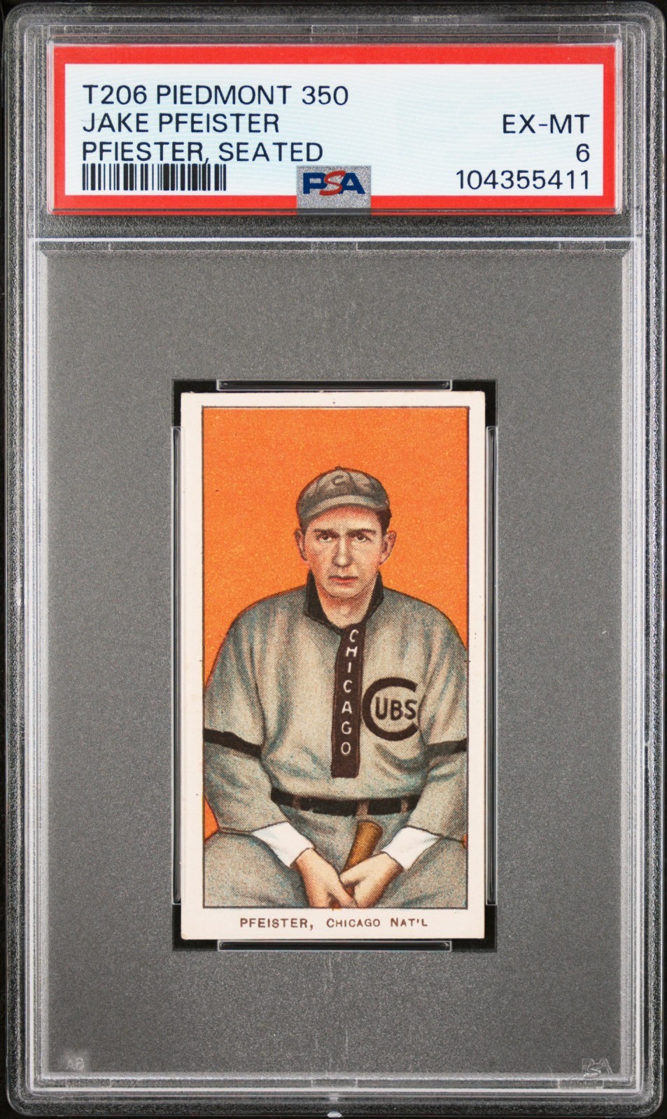 1909-11 T206 Jake Pfeister Seated PSA 6 EX-MT Piedmont 350 - Chicago