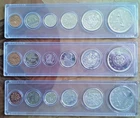$270++ Silver Value:  1963, 1964 & 1965 Canadian Mint Sets in Holders. 3.33 oz.