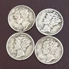 Lot of 4. Mercury Silver Dimes 1942 1944 1942s
