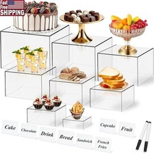 Acrylic Display Risers Set 8 Piece Clear Cube Storage Boxes Whiteboards Markers