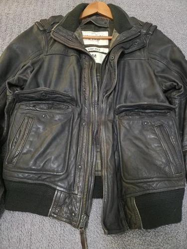 Abercrombie & Fitch Slant Rock Leather Jacket Y2K Biker Bomber Jacket Vintage image 5