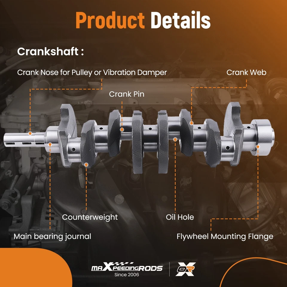 Crankshaft + Main & Rods Bearings For Toyota Celica Pickup 22RE 2.4L 13711-35050 - Image 4 of 4