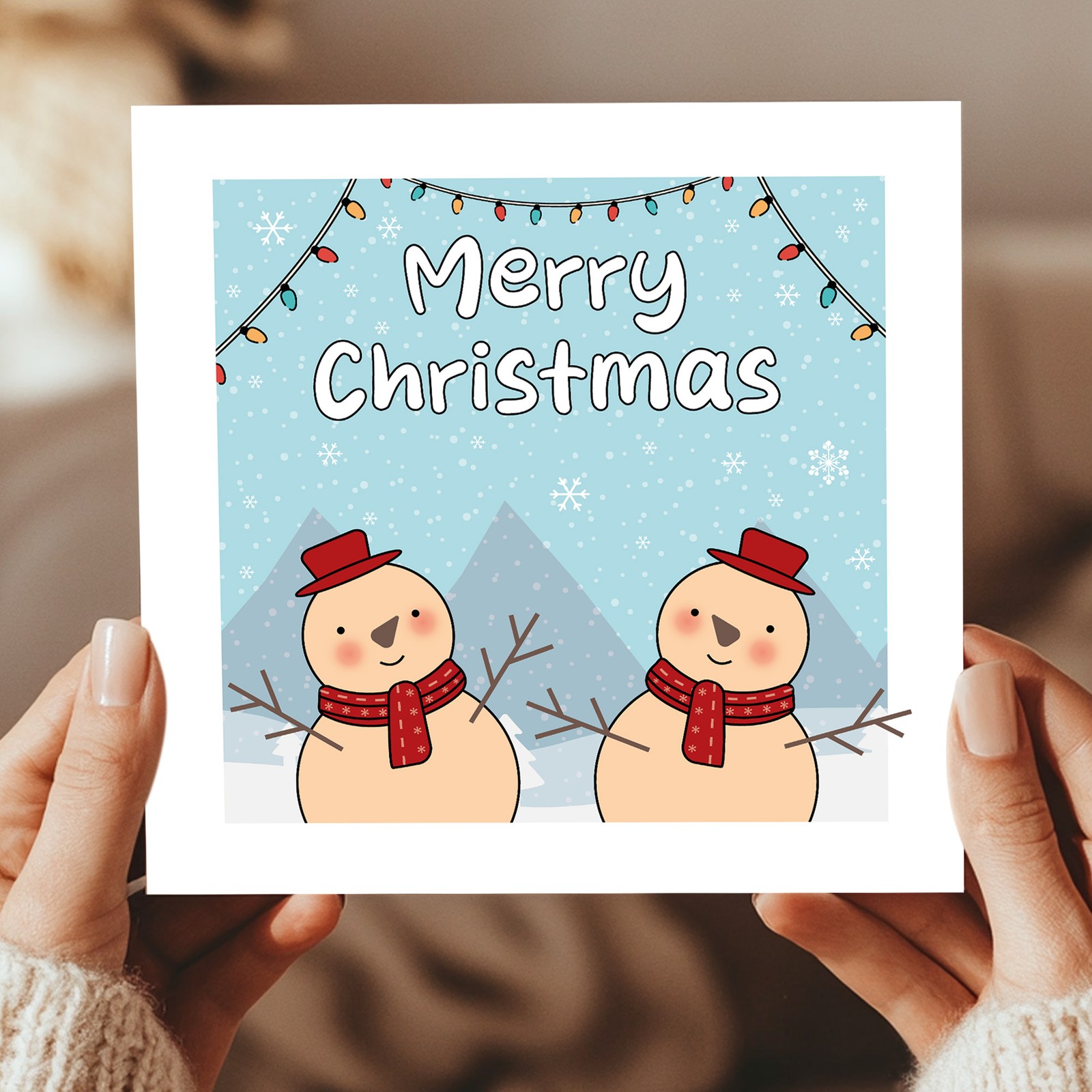 Merry Christmas Card For Kids Children Cute Snowmen Festive Xmas Greetings Cards