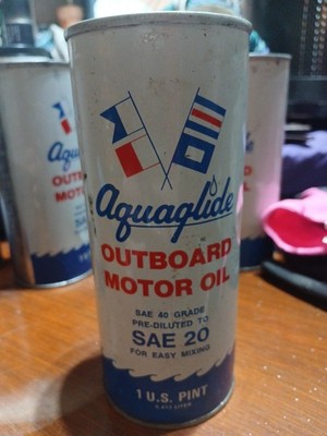 Vintage NOS Esso Aquaglide Outboard Motor Oil Can 1 Pint FULL Boat Advertising