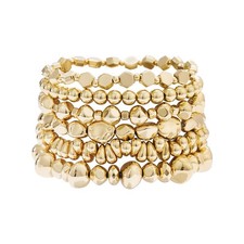 Surfer Heishi Clay Bead Bracelets for Women Bohemian Stackable Gold Plated - 18