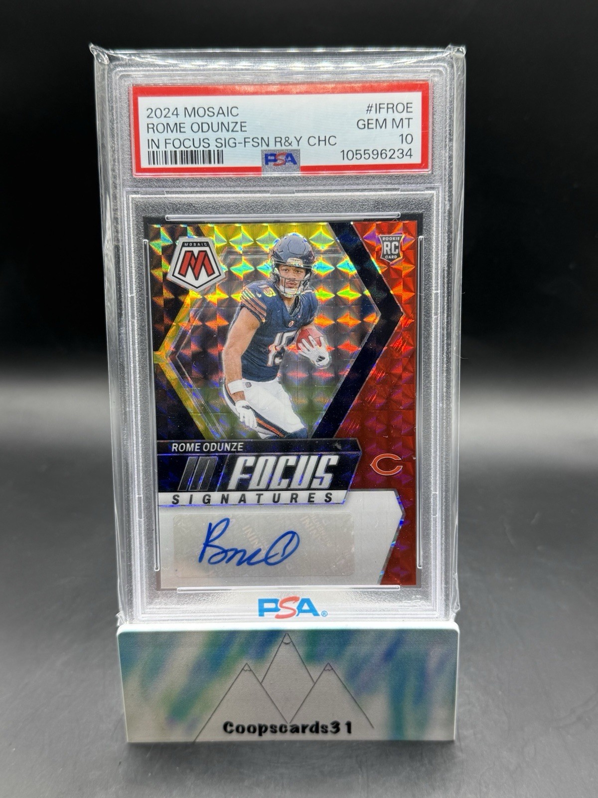 Rome Odunze Panini Mosaic in Focus Signatures #IFROE Fusion Green & Black Choice