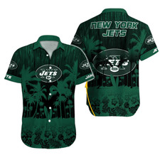 Personalized New York Jets Tropical Silhouette Hawaiian Shirt