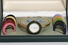 Gucci Change Bezel 12 Colors White/Gold Very Good quartz plating Working Japan