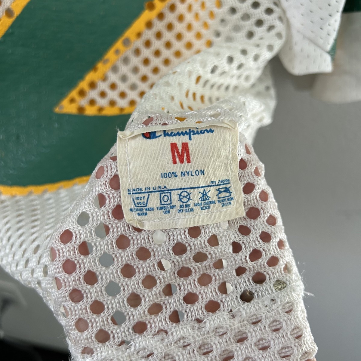 Vintage 80s Champion Cropped Mesh Football Jersey Medium USA