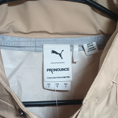 PUMA Pronounce Men's Beige Mid-Length Jacket Size L Stand-Up Collar Hidden Hood image 4