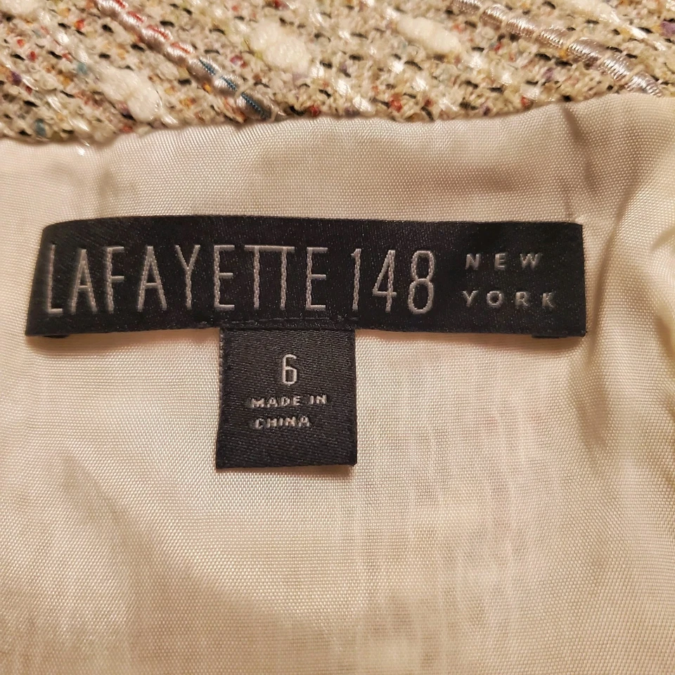 Lafayette 148 New York Midi Pencil Woven Cream Weding guest Beige Career Dress 6 - Image 4 of 4