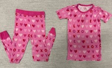 Little Sleepies XOXO Pink Hearts Bamboo Pajama 2 Piece Top  Pants Size 5/6