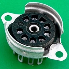 1  Vintage 9-Pin  Vacuum Tube Socket with Sheild Base Black Chassis Mount NOS