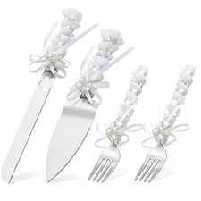 1 Set Wedding Cake Knife and Server Lace Rustic Handle Cutting Pie Dessert