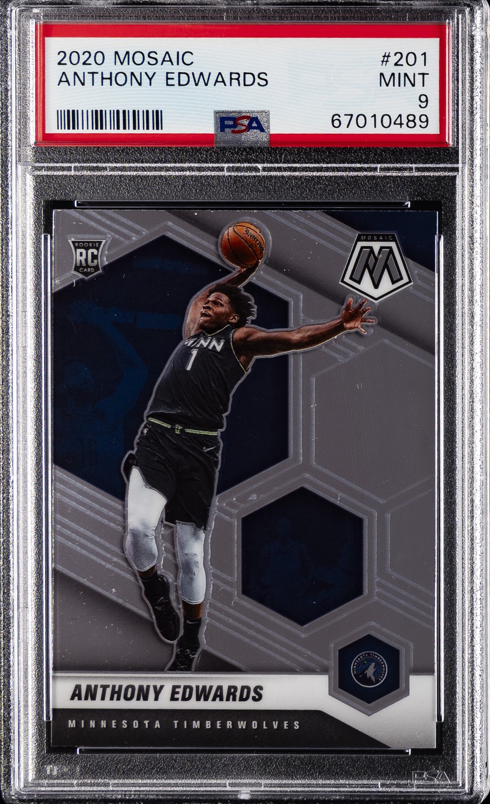2020 PANINI MOSAIC #201 ANTHONY EDWARDS PSA 9