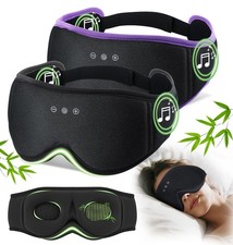 2 Pack Bluetooth Sleep Mask, Bamboo Cotton 3D Blackout Contoured Bluetooth Sl...