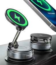 15W Wireless Charger Magnetic Car Phone Holder Vacuum Suction Cup 360  Adju...