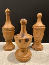 Set/3 Rustic Natural Wood Decorative Ornamental Finials 13.5 /12 /10 Tall