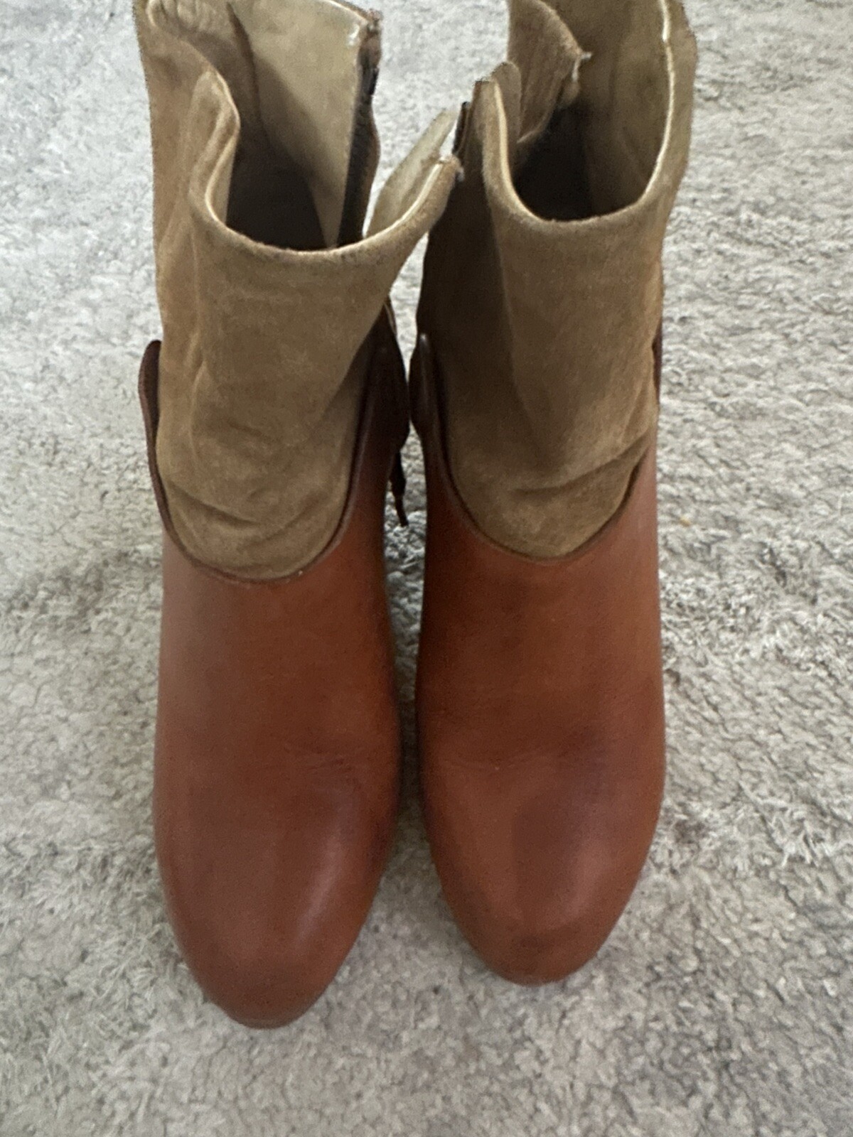 Rag & Bone Women's Half Brown Suede Half Leather Heeled Ankle Boots - Size 6