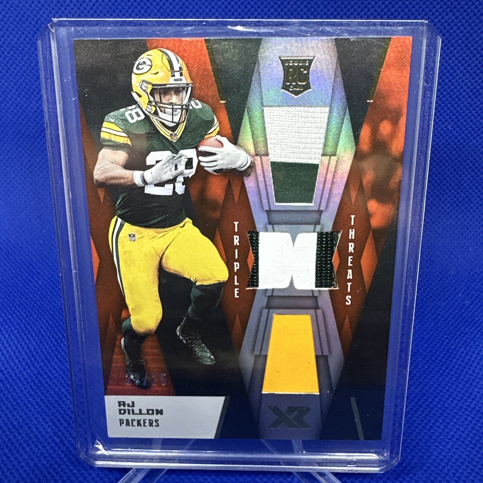 AJ Dillon Panini XR Rookie Triple Threats Materials #RTMAD Base