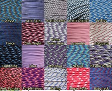Paracord 550 Purple, Blues, and Pinks 10, 25, 50, 100 Feet Survival Outdoor
