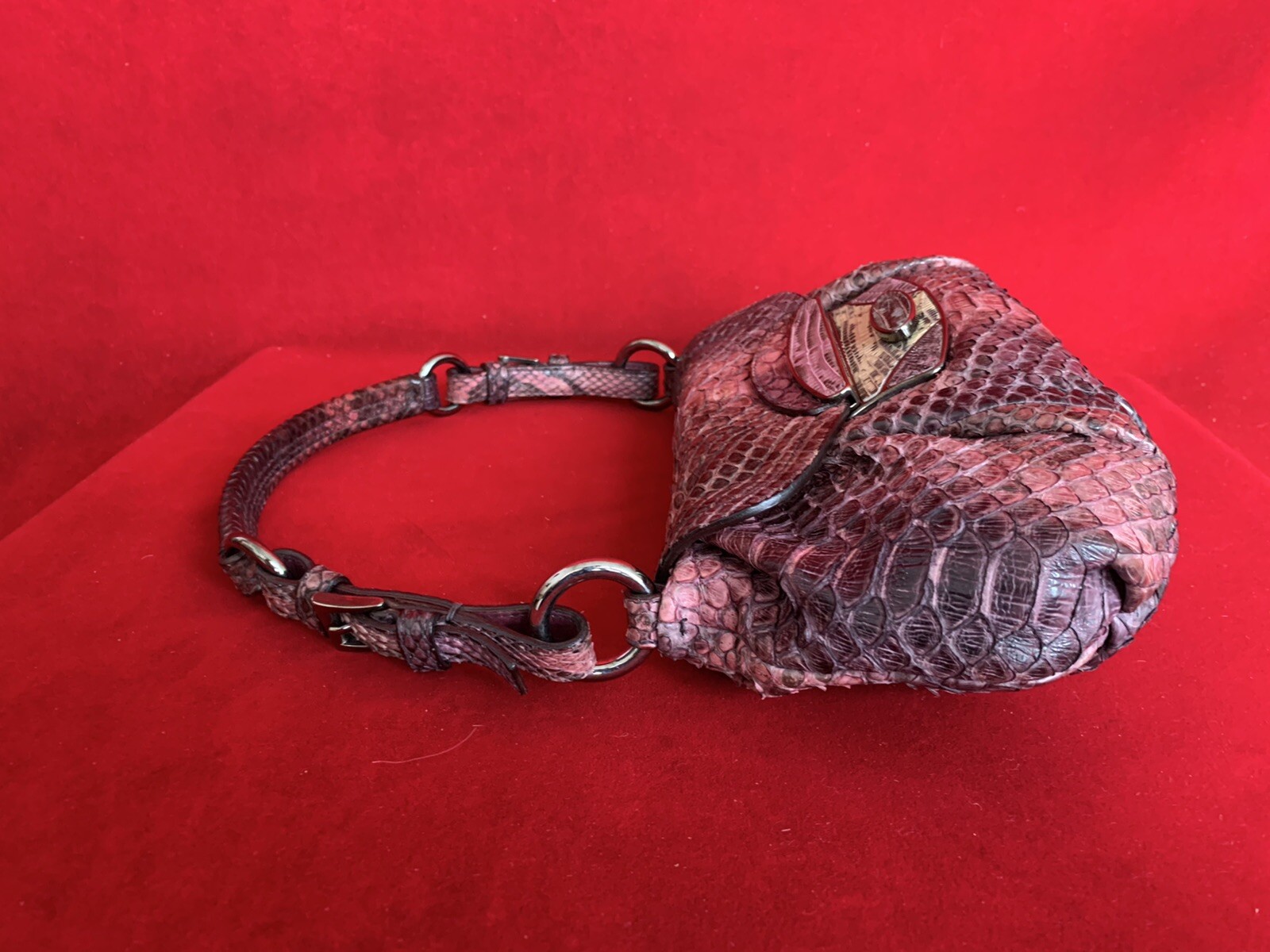 Prada Pink/Purple Python Leather Small Shoulder B… - image 3