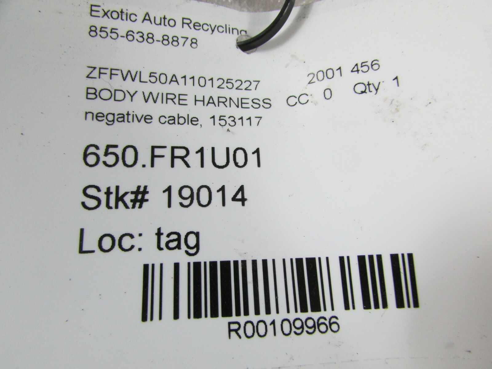 Ferrari 456, Negative Battery Cable, Used, P/N 153117 
