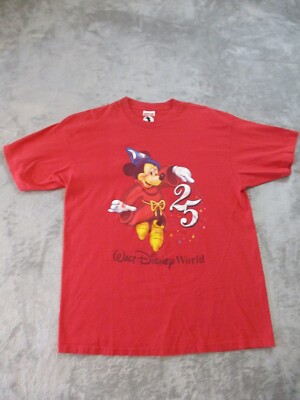 Vintage Mickey Mouse Wizard Shirt Mens XXL Red Disney Fantasia 25th Anniversary
