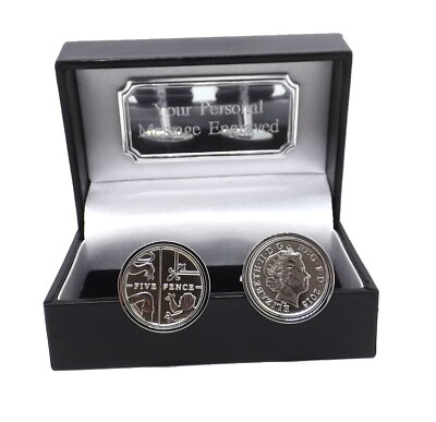 2015 head & Tail 5 pence Coin Cufflinks Mens Year gift in Personalised gift Box