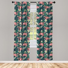 Flamingo Curtains 2 Panel Set Tropic Nature Wildlife