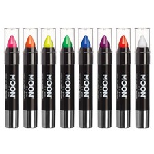 Moon Glow - Neon UV Face Paint Stick Body Paint Crayon - Intense set of 8