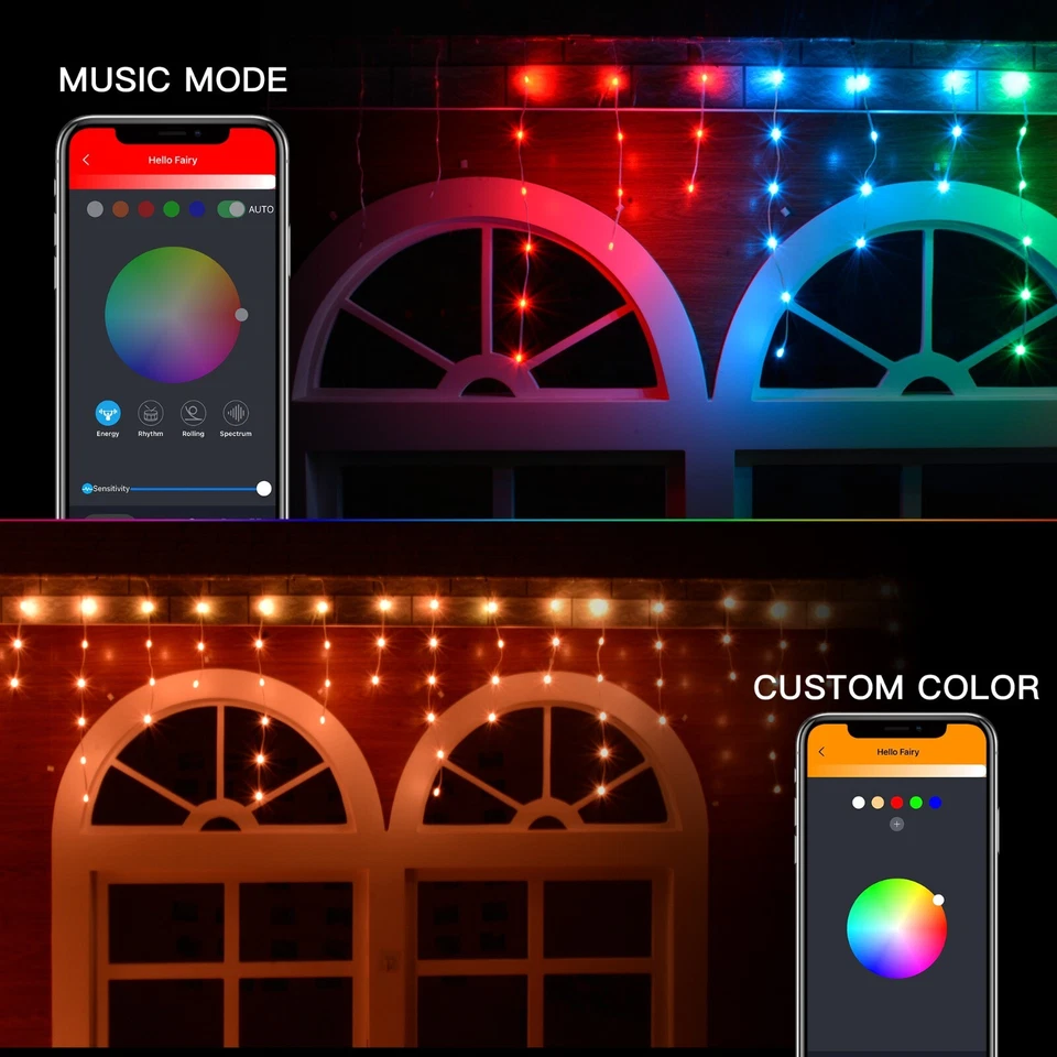 Juego de luces de hielo inteligentes 260-LED 32 pies con control de aplicación - VENTA DE PRETEMPORADA EXPLOSIVA Foto 3 de 4