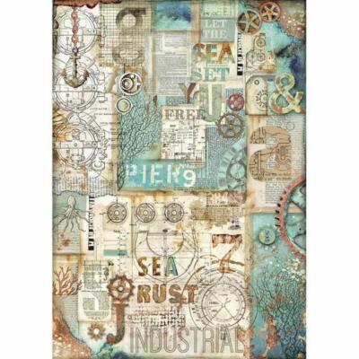 Reispapier-Motiv Strohseide-A3-Decoupage-STAMPERIA-Sea rust-DFSA3053