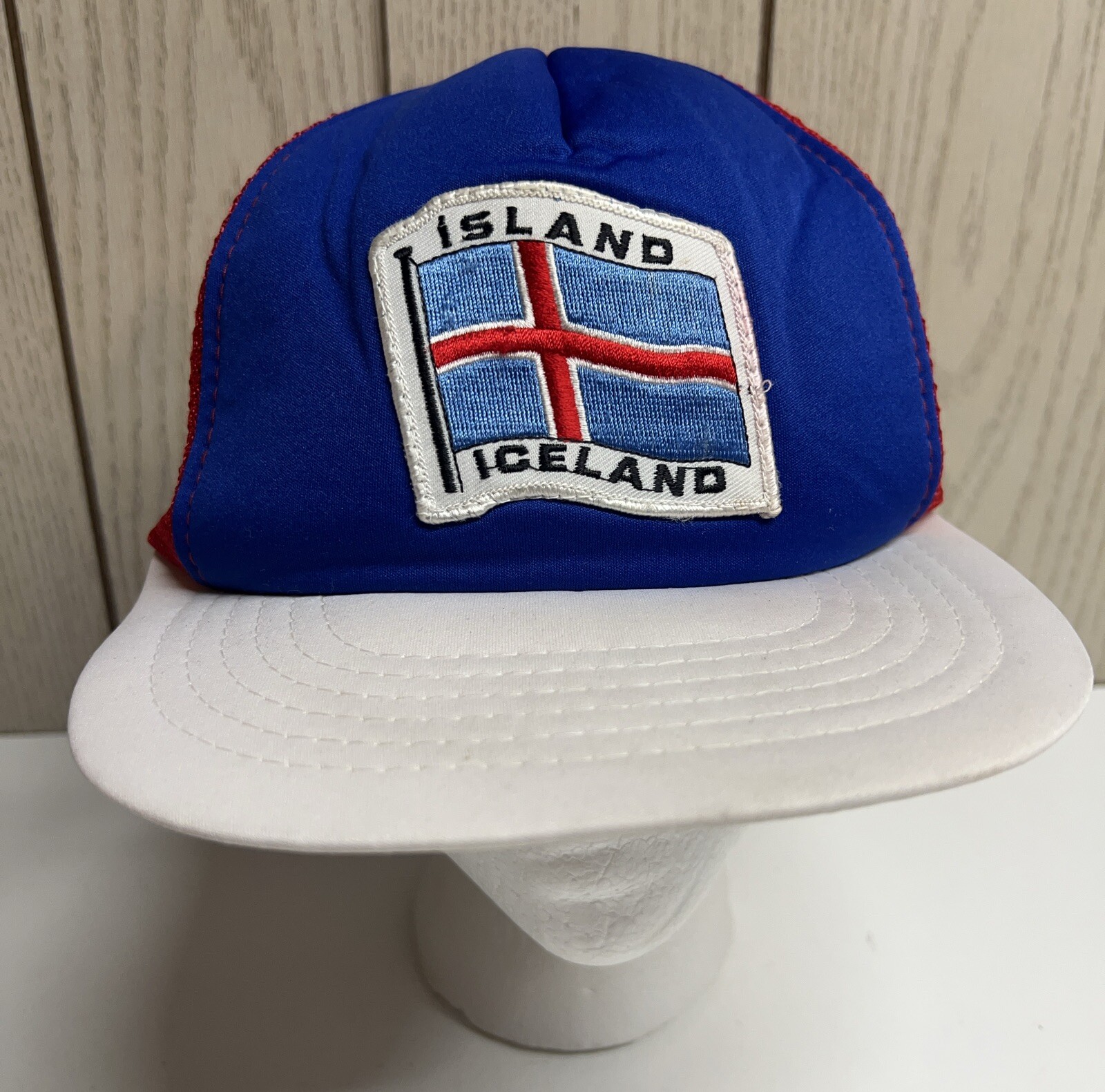 Iceland Island Trucker Summer Cap Hat  OSFM Red Blue White Meshback