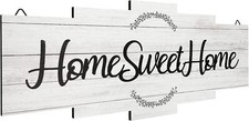 Jetec Home Sweet Sign, Rustic Wood Wall Decor, Large White