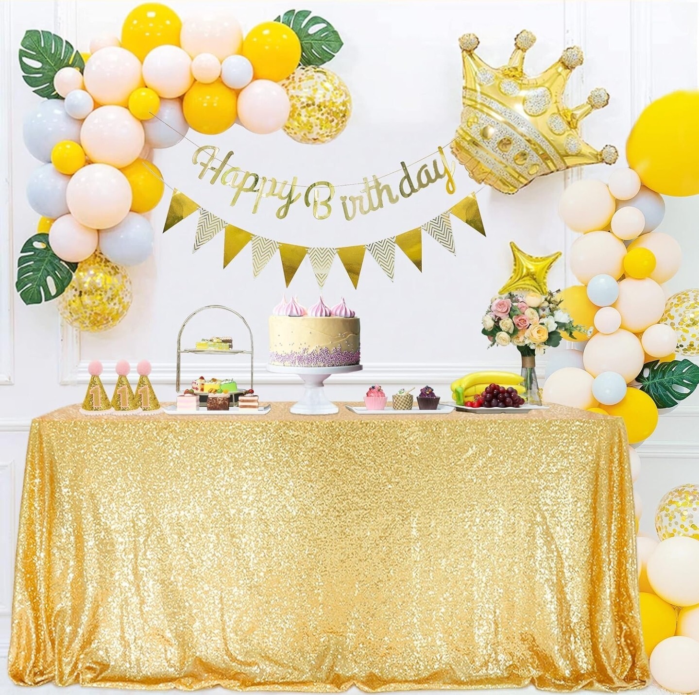 BalsaCircle Gold Tablecloth - 50&rdquo;x84&rdquo; Gold Sequin Tablec