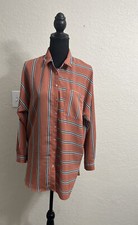 womens Shirt Blouse button up Striped long Sleeves
