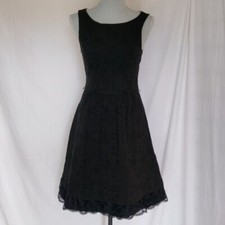 Elle Swirling Black Lace Midi A line Sheath Cocktail Sleeveless Dress sz. 4
