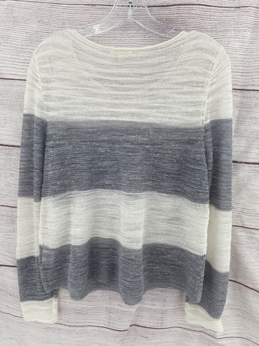 Eileen Fisher Gray White Round Neck Linen Polyester Blend Pullover Sweater PS - Picture 2 of 9