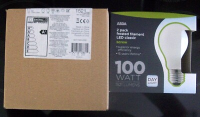 Neu 7x LED E27 Glühbirnen Amazon + Asda 14 + 12 Watt (100W Äquivalent) 1521lm