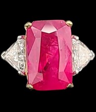 11.80ct.Natural Ruby Emerald Cut AGL Cert.Vintage Platinum 18k Yellow Gold Ring