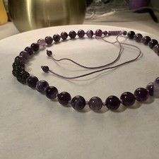 8MM Natural Gemstone Amethyst Energy Necklace Braided Rope