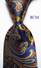 New Classic Paisley Blue Gold Red White JACQUARD WOVEN Silk Men's Tie Necktie