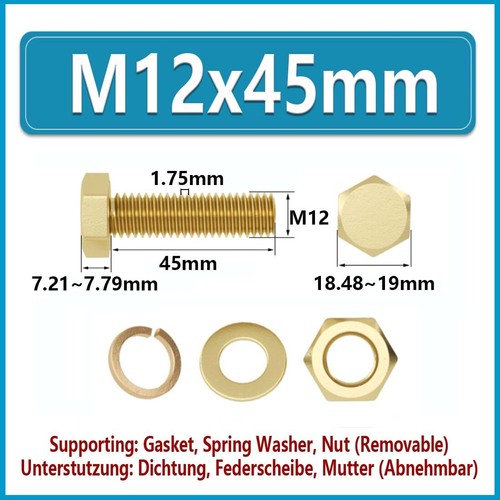 Tornillos hexagonales de latón M3 ~ M16 con tuercas y arandelas y pernos completamente roscados - Imagen 70 de 97