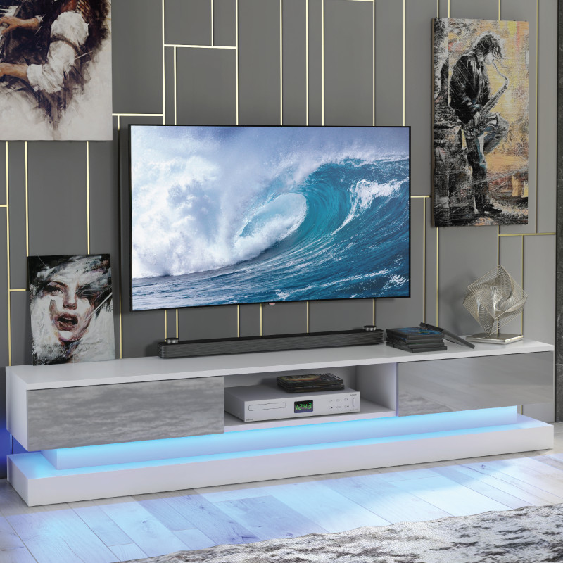 TV Unit 180cm | Modern Stand | Gloss Doors | Free LED | Creative Furniture ⭐⭐⭐⭐⭐