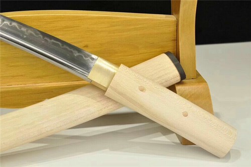 Sharp Japanese Short Sword Tanto Samurai Katana Clay Tempered Steel Blade Dagger - Imagen 8 de 11