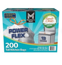 Member's Mark Power Flex Tall Kitchen Drawstring Trash Bags, Fresh Scent 13 gal.