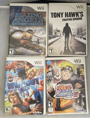 4 Wii Games Naruto Ship III, Tony Hawk Proving Ground, Blazing Angels & Wipeout