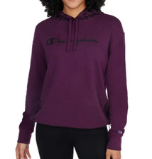 NEW Champion Women's Color Block Logo Print Pullover Hoodie Size XL